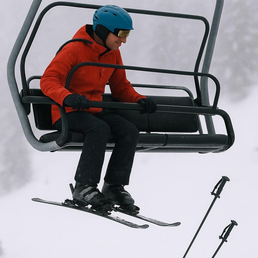 Sessellift Stöcke fallen